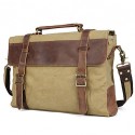 Men Cowhide / Canvas Messenger Shoulder Bag / Tote / Satchel / Laptop Bag / School Bag - Green / Brown / Gray / Khaki  
